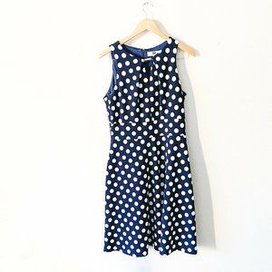 DR Collection Sleeveless Navy And White Polka Dot